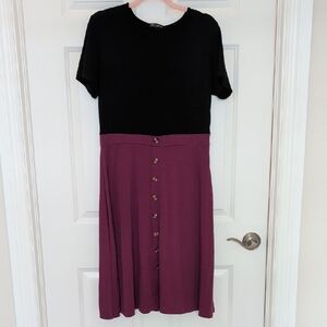 5 for $25 Black and Purple Button-Down Dress